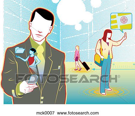 People using their cell phones View Large Illustration Stock Illustration - People using their cell phones. Fotosearch