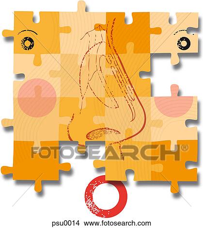 Puzzle pieces forming a picture of a face View Large Illustration Stock Illustration - Puzzle pieces forming a picture of a face. Fotosearch