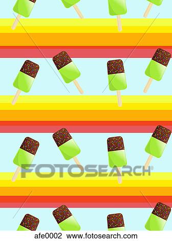 Rows of popsicles View Large Illustration Drawing - Rows of popsicles. Fotosearch