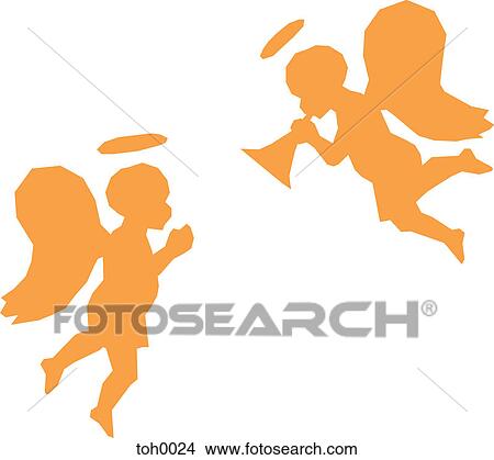 Silhouettes of angels View Large Illustration Stock Illustration - Silhouettes of angels. Fotosearch