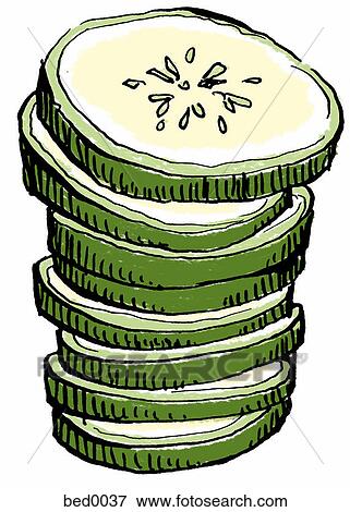 Sliced cucumber View Large Illustration Stock Illustration - Sliced cucumber. Fotosearch