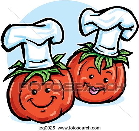 Stock Illustration - Two tomatoes in chefs hats. Fotosearch