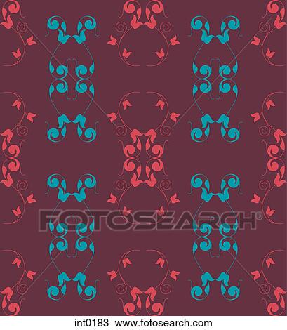 Vines on a burgundy background View Large Illustration Drawing - Vines on a burgundy background. Fotosearch