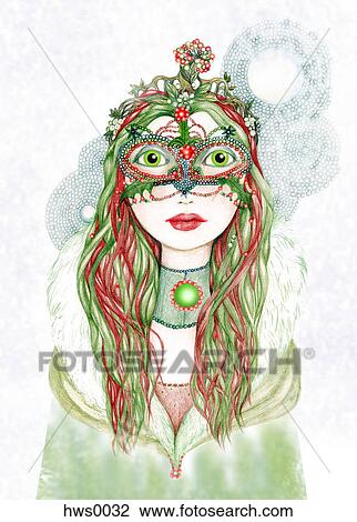 Drawing - Yuletide princess. Fotosearch
