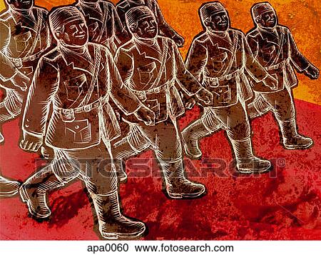 軍人が行進する クリップアート 切り張り イラスト 絵画 集 Apa0060 Fotosearch