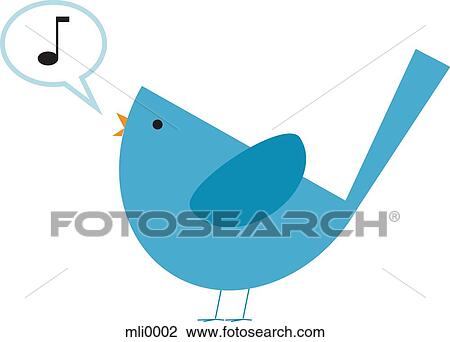 A bird singing a song View Large Illustration Drawing - A bird singing a song. Fotosearch