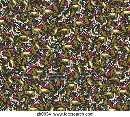 A birds and bunnies themed pattern View Large Illustration Stock Illustration - A birds and bunnies themed pattern. Fotosearch