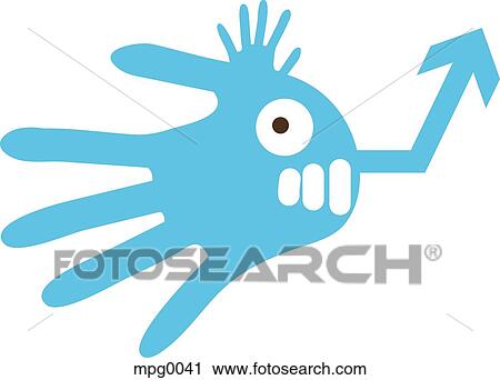Clip Art - A blue hand shaped creature. Fotosearch