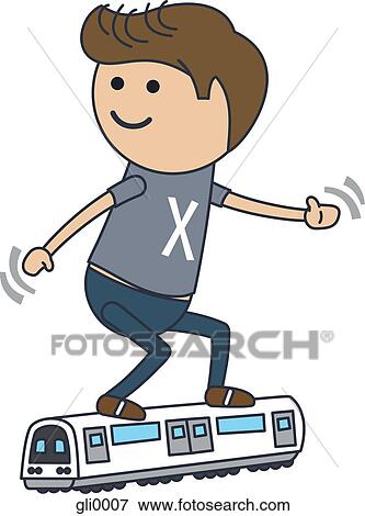 A boy standing on a small commuter train View Large Illustration Stock Illustration - A boy standing on a small commuter train. Fotosearch