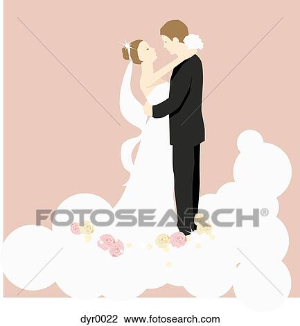 A bride and groom View Large Illustration Drawing - A bride and groom. Fotosearch