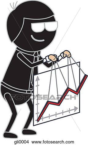 Stock Illustration - A businessman holding a line chart with strings. Fotosearch