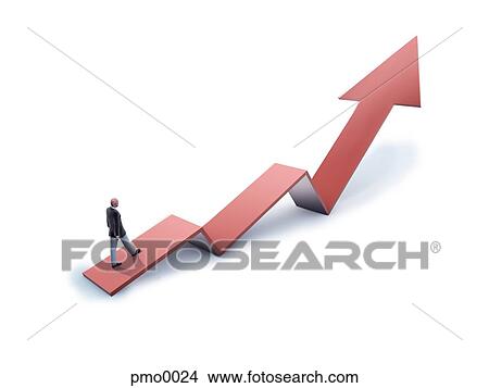 Stock Illustration - A businessman walking on an arrow. Fotosearch