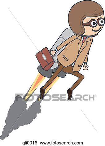 Stock Illustration - A businessman wearing a jetpack. Fotosearch