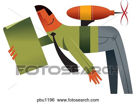 A businessman wearing a jetpack View Large Illustration Stock Illustration - A businessman wearing a jetpack. Fotosearch