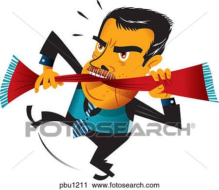 A businessman with a scarf in his mouth View Large Illustration Clip Art - A businessman with a scarf in his mouth. Fotosearch