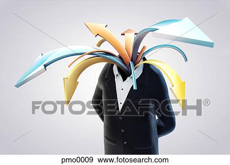 Stock Illustration - A businessman with arrows coming out of his shirt. Fotosearch