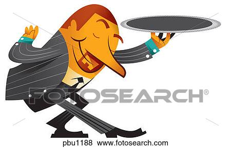 A butler holding a tray View Large Illustration Stock Illustration - A butler holding a tray. Fotosearch