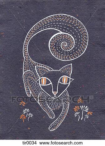 Stock Illustration - A cat on a purple background. Fotosearch
