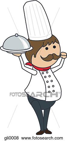 A chef holding a serving tray View Large Illustration Stock Illustration - A chef holding a serving tray. Fotosearch