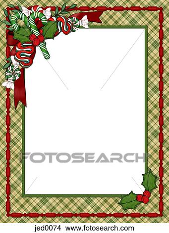 a Christmas border with candy canes, candy, bows and holly View Large Illustration Stock Illustration - a Christmas border with candy canes, candy, bows and holly. Fotosearch
