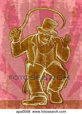 A circus ringmaster holding a whip View Large Illustration Stock Illustration - A circus ringmaster holding a whip. Fotosearch