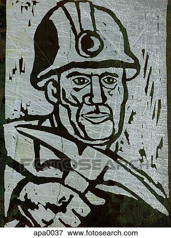 A coal miner holding a pick axe View Large Illustration Stock Illustration - A coal miner holding a pick axe. Fotosearch