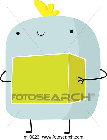 Drawing - A creature carrying a box. Fotosearch