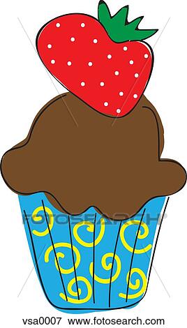A cupcake topped with a strawberry View Large Illustration Stock Illustration - A cupcake topped with a strawberry. Fotosearch