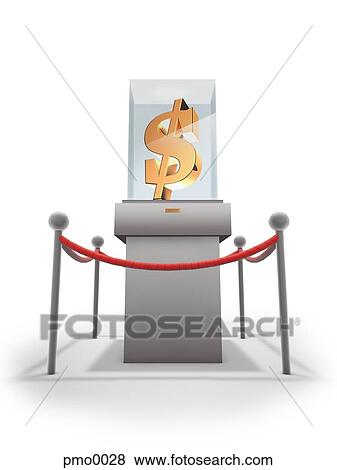 Stock Illustration - A display of a dollar sign in a case. Fotosearch