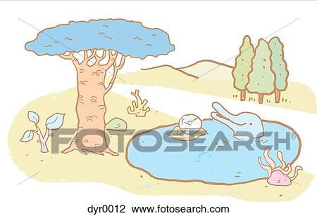 Drawing - A dolphin in a pool of water outdoors. Fotosearch