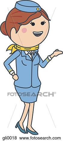 A female flight attendant View Large Illustration Stock Illustration - A female flight attendant. Fotosearch