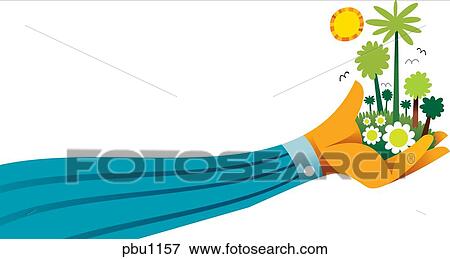 Stock Illustration - A field inside a hand. Fotosearch