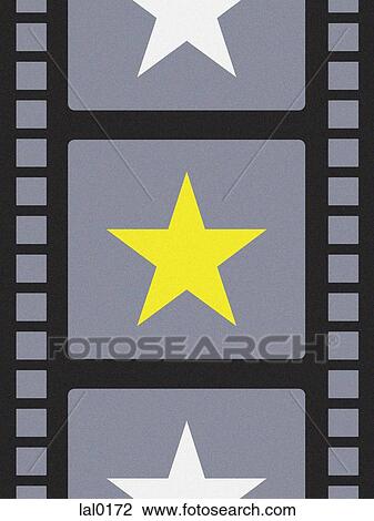 A film strip with stars View Large Illustration Drawing - A film strip with stars. Fotosearch