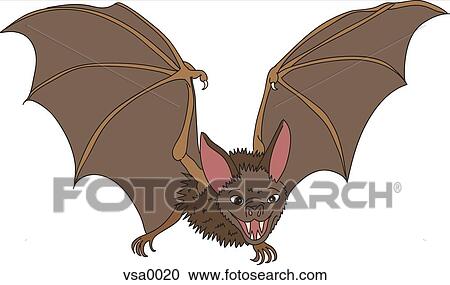 A flying bat View Large Illustration Clipart - A flying bat. Fotosearch
