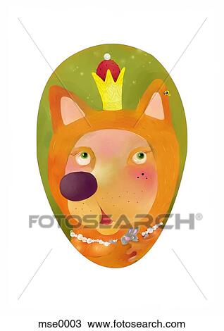 A fox with a crown View Large Illustration Drawing - A fox with a crown. Fotosearch