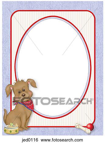 Stock Illustration - A frame with a dog wearing a handkerchief. Fotosearch
