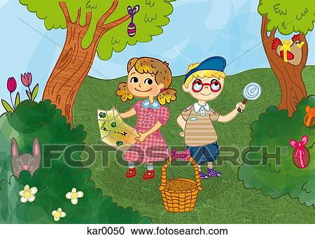 A girl and boy spending time together at a park View Large Illustration Clipart - A girl and boy spending time together at a park. Fotosearch