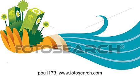 Drawing - A hand carrying two buildings with dollar signs on it. Fotosearch