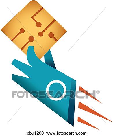 A hand holding a micro chip View Large Illustration Clipart - A hand holding a micro chip. Fotosearch