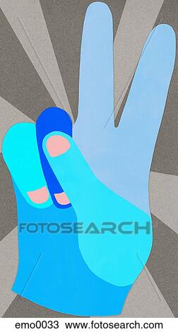 A hand holding a peace sign View Large Illustration Drawing - A hand holding a peace sign. Fotosearch