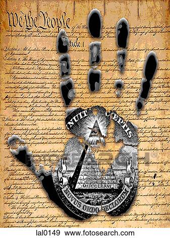 A hand print with the us constitution behind it. View Large Illustration Stock Illustration - A hand print with the us constitution behind it.. Fotosearch