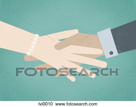 A handshake against green background View Large Illustration Clipart - A handshake against green background. Fotosearch
