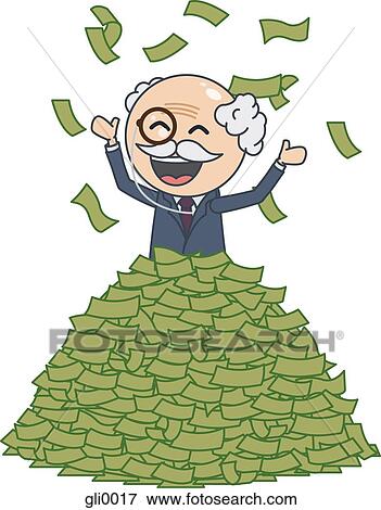 A happy rich man throwing money in the air View Large Illustration Stock Illustration - A happy rich man throwing money in the air. Fotosearch