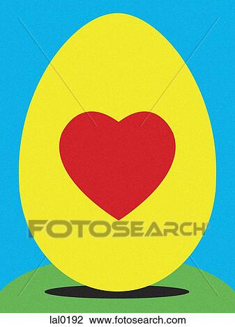 Drawing - A heart in an egg. Fotosearch