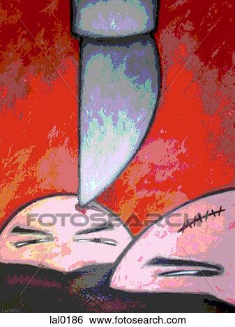 A knife sticking into a man's head View Large Illustration Stock Illustration - A knife sticking into a man's head. Fotosearch