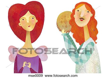 Stock Illustration - A man and woman in costume. Fotosearch
