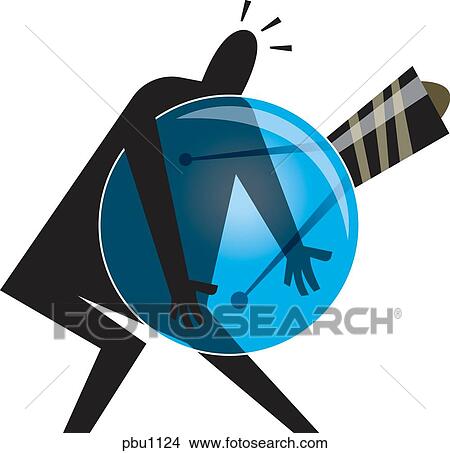 Stock Illustration - A man carrying a big light bulb. Fotosearch