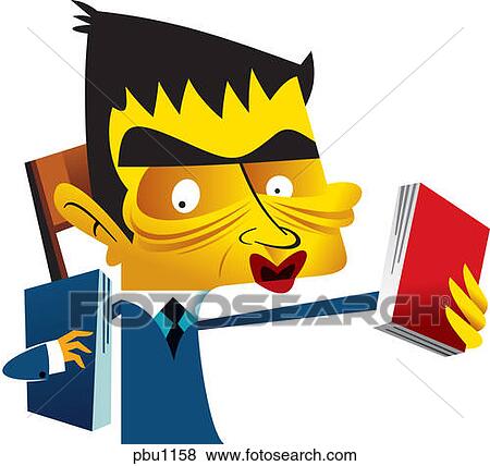 Stock Illustration - A man carrying two books. Fotosearch