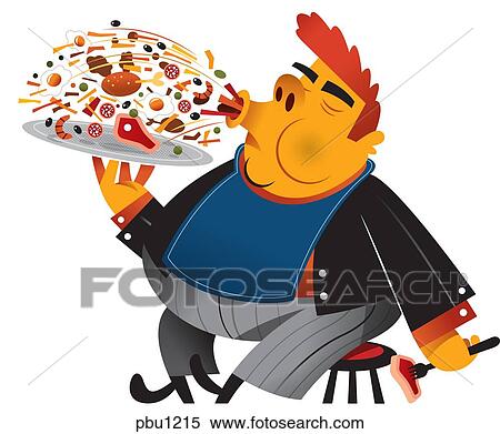 A man eating a big tray of food View Large Illustration Stock Illustration - A man eating a big tray of food. Fotosearch