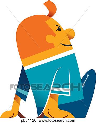 Clipart - A man leaning back against white background. Fotosearch